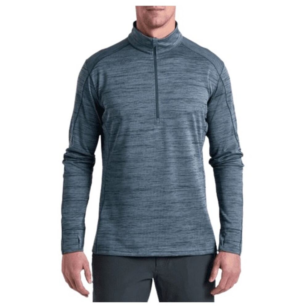 Kuhl Mens Alloy 1/4 Quarter Zip Charcoal Blue Athletic Business Casual Shirt L